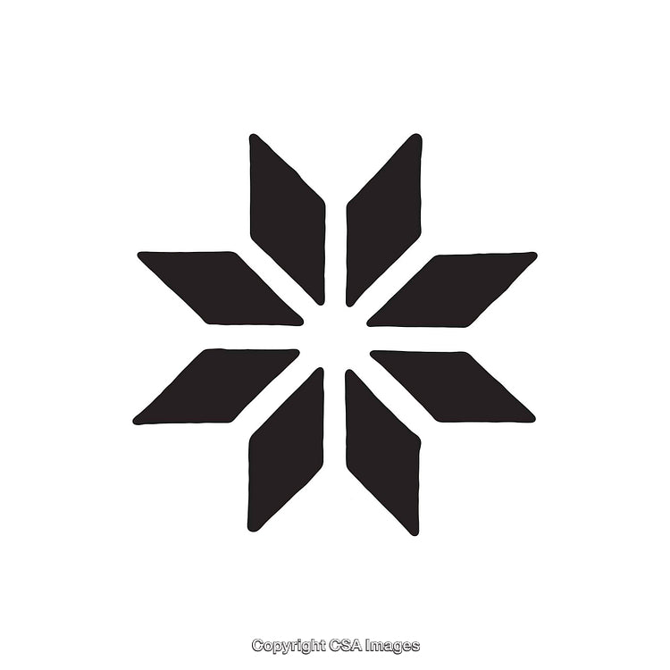 Black and White Eight-Pointed Star Symbol with Geometric Design
