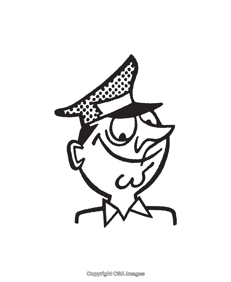 Vintage Black And White Illustration of a Smiling Cartoon Character