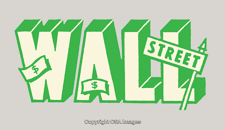 Green Line Art Illustration Depicting Wall Street With Financial Symbols