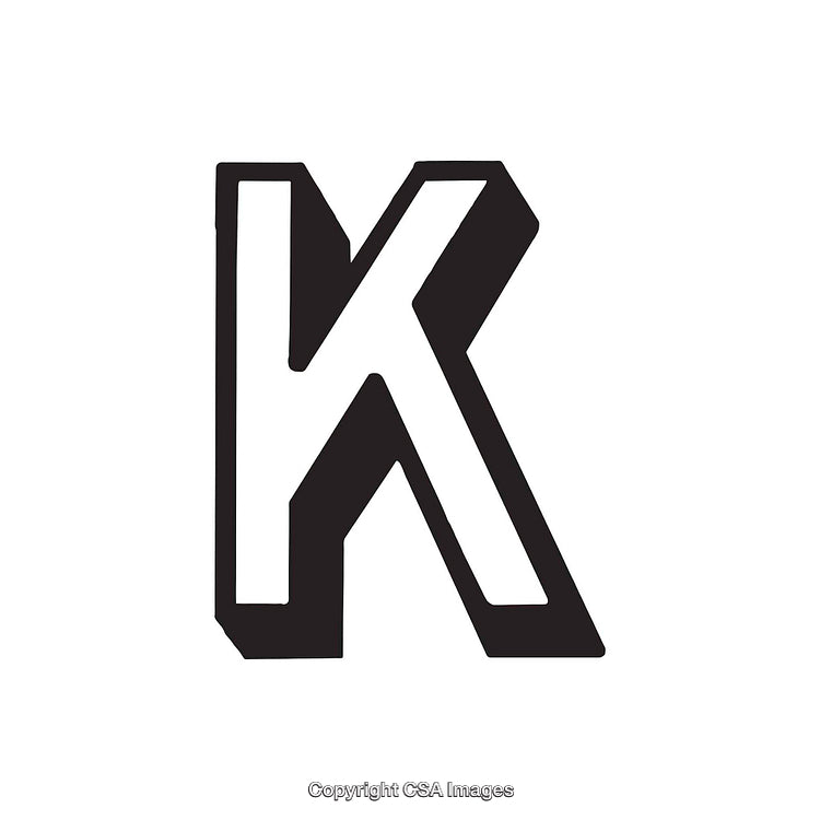 Bold Black Letter K On White Background Display