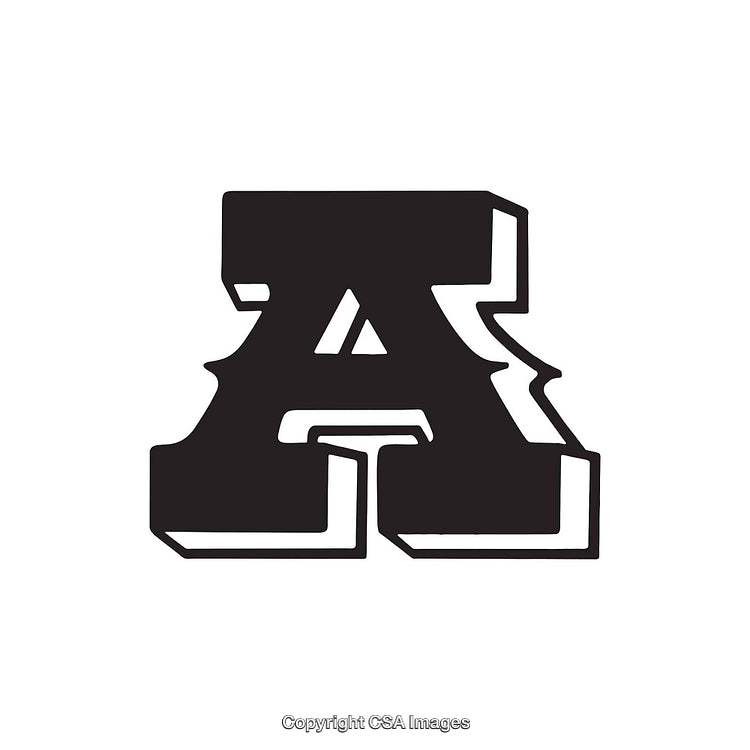 Bold Black Letter A with Stylish Outline on White Background