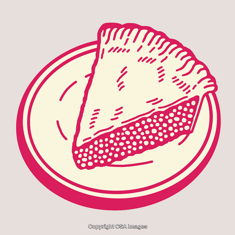 Colorful Line Art Illustration of a Pie Slice on a Plate