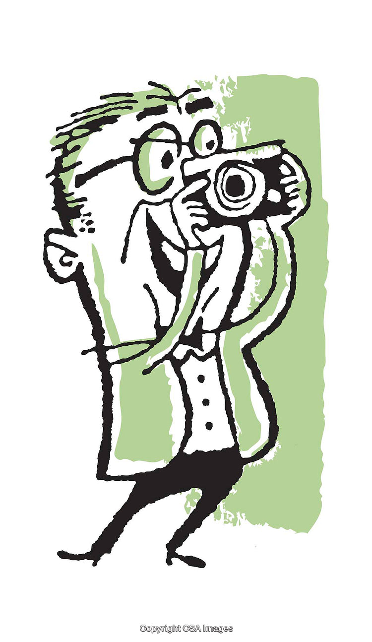 Excited Person Taking a Photograph with Surprise Expression in Illustration