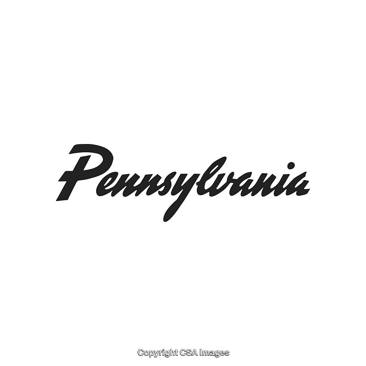 Stylized Black Pennsylvania Text on White Background