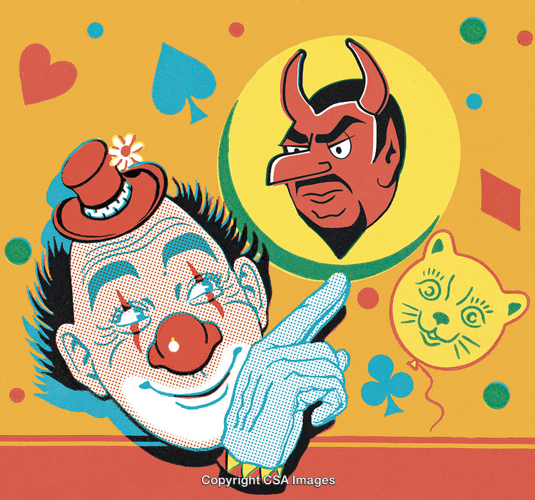 Clown Pointing to a Devil