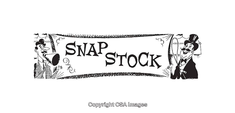 Vintage Black and White Line Art with Cheerful Characters and Banner Design