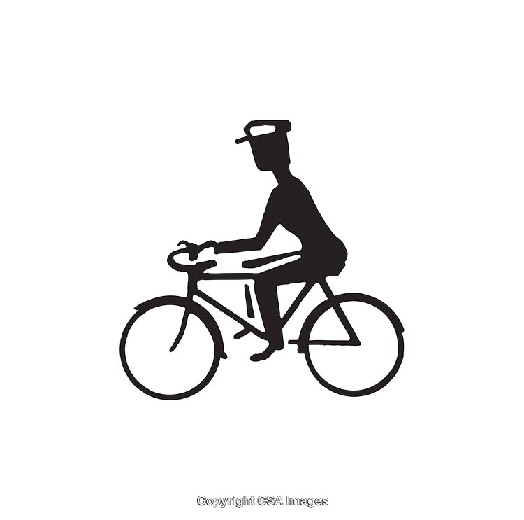 Silhouette Icon of a Cyclist in Black and White Design