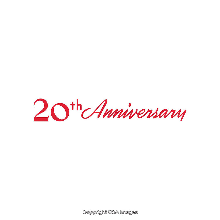 Elegant Red 20th Anniversary Text Design on a White Background