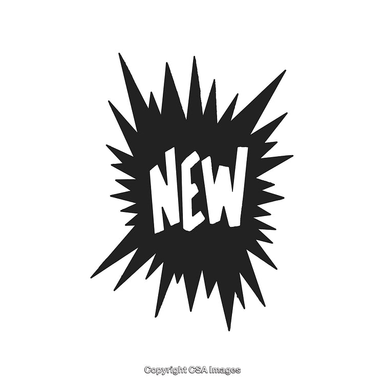Stylized Dark Radiating Shape with Bold New Text for Promotions