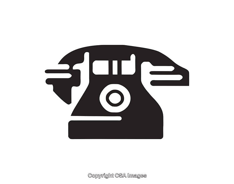 Black and White Iconic Vintage Telephone Handset Illustration
