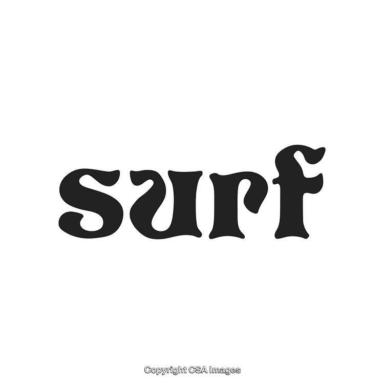 Retro Typography Artwork Featuring the Word 'Surf' in Black on White
