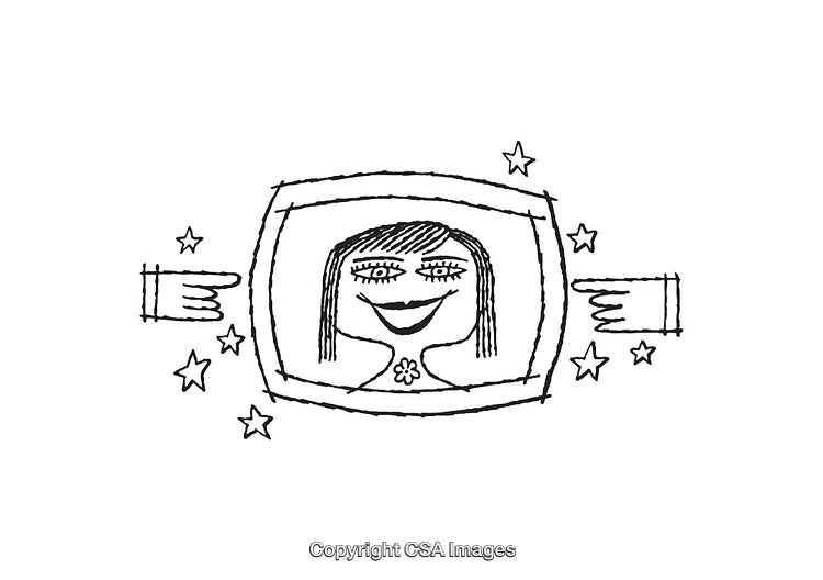 Hand-Drawn Illustration of a Smiling Face with Stars and Hands