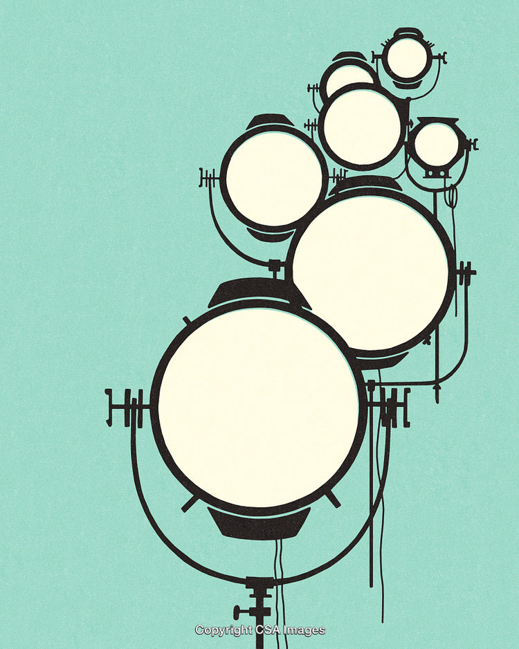 Abstract Illustration of Studio Lighting Equipment on a Minimalist Background