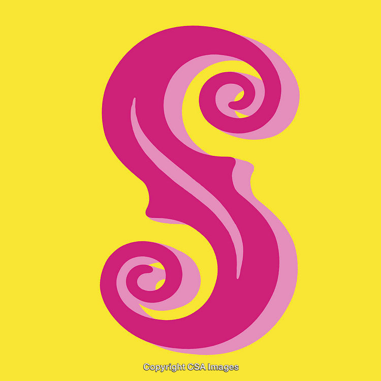 Pink Decorative Letter S On a Bright Yellow Background