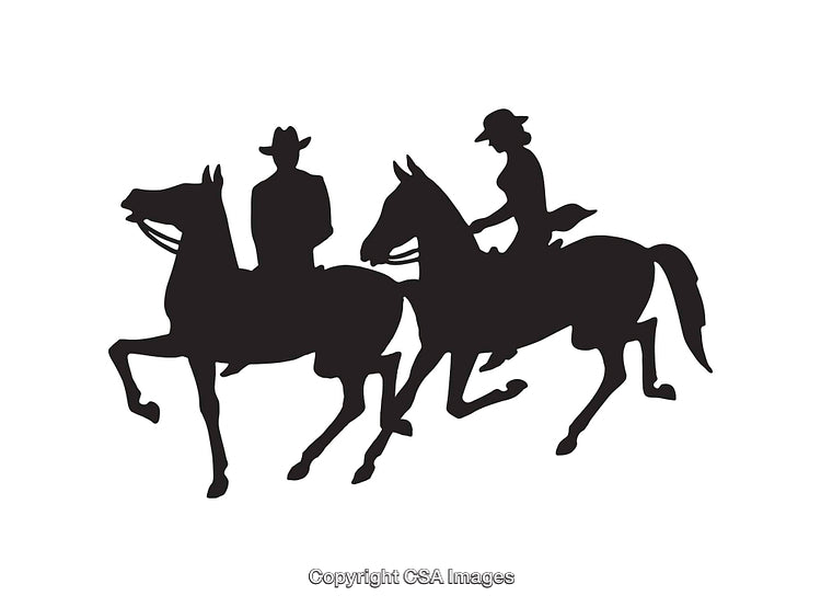 Silhouette of Two Riders on Horses in Motion