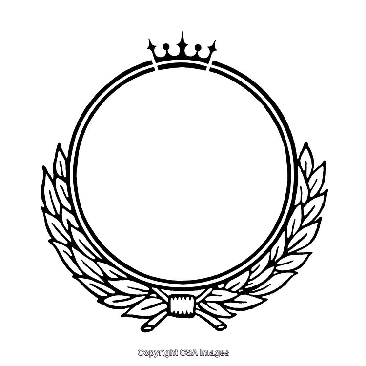 Elegant Black and White Wreath Border with Crown Design