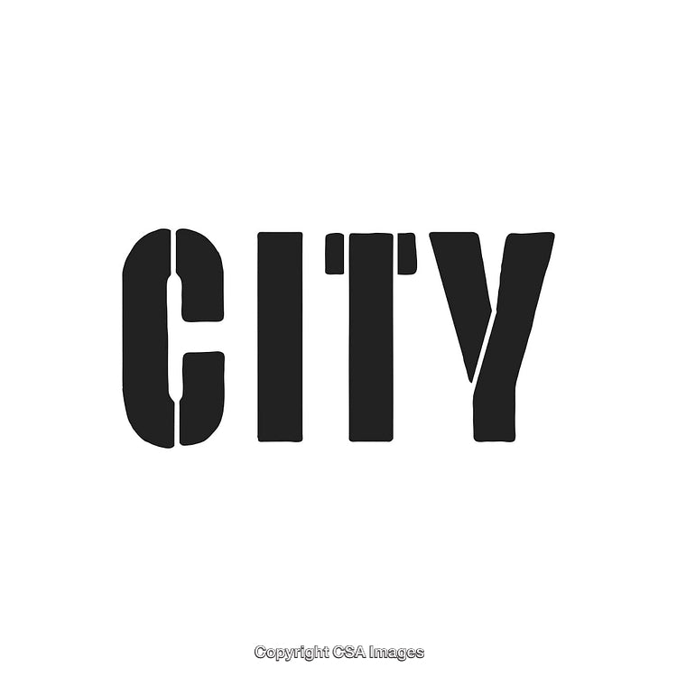 Black Stenciled Word 'CITY' on a Minimalistic White Background