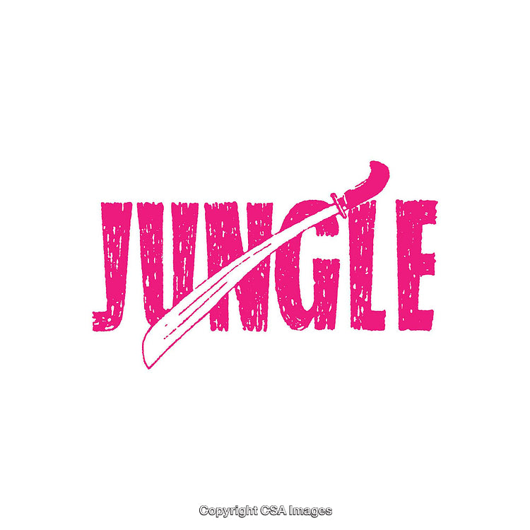 Creative Pink Jungle Themed Illustration with Decorative Text Elements