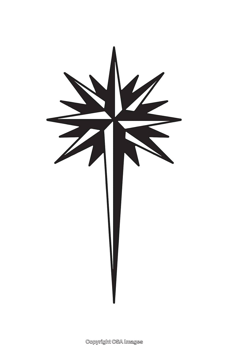 Black and White Stylized Geometric Star Line Art Illustration
