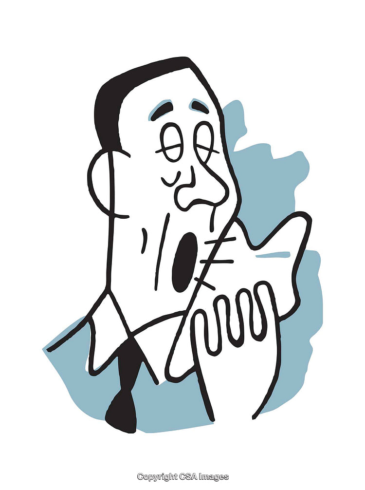 Colorful Illustration of a Person Sneezing into a Tissue