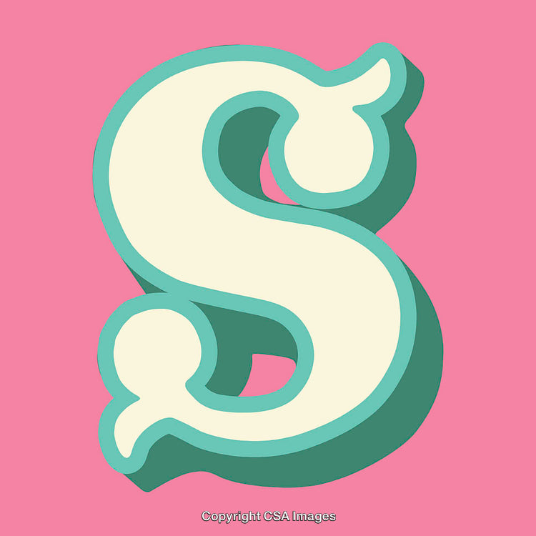 Stylized Letter S Design with Retro Colors on a Pink Background