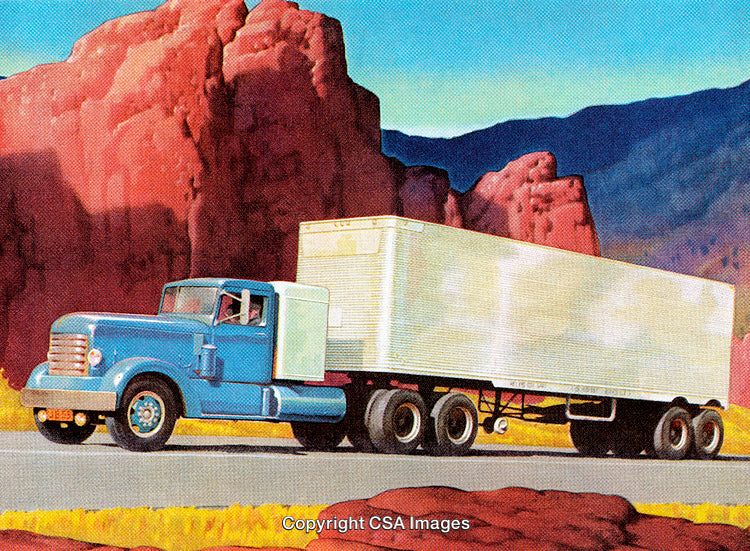 Blue Truck Driving Through Vibrant Desert Landscape With Rocky Formations