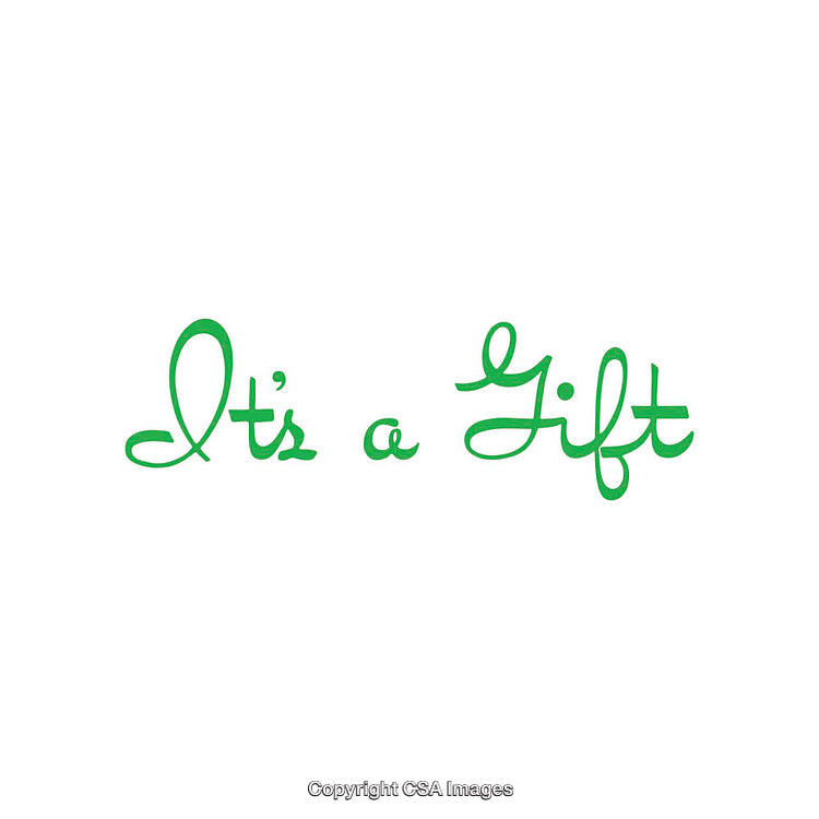 Stylized Green Handwritten Text Reading 'It's A Gift' on White Background