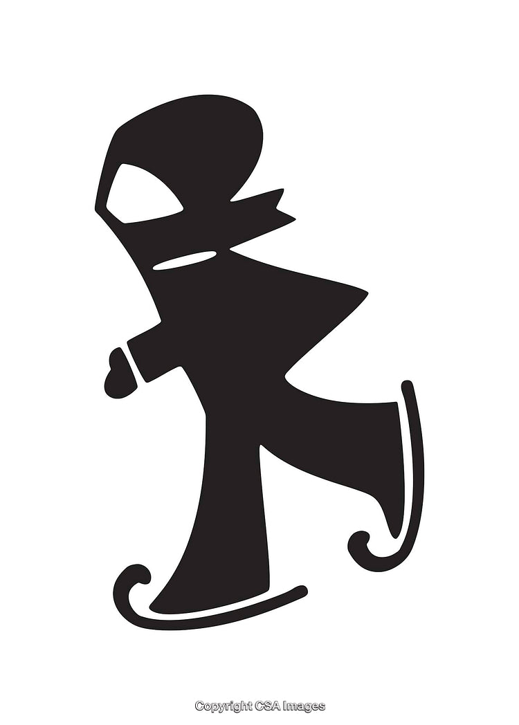 Black And White Icon Depicting a Skater in Motion