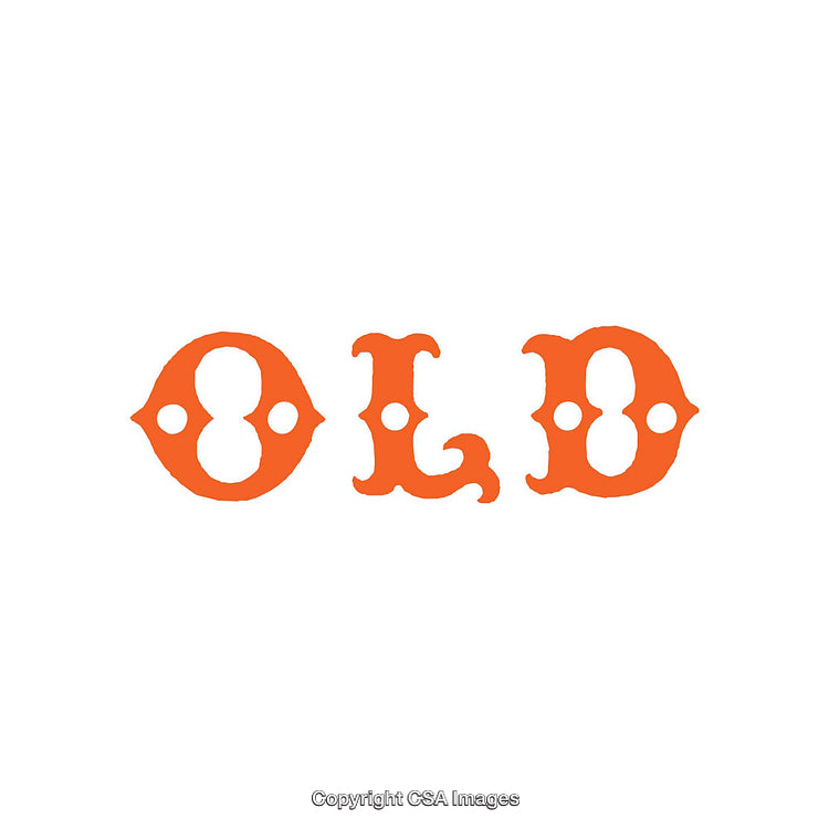 Abstract Typography of the Word Old in Ornate Orange Design