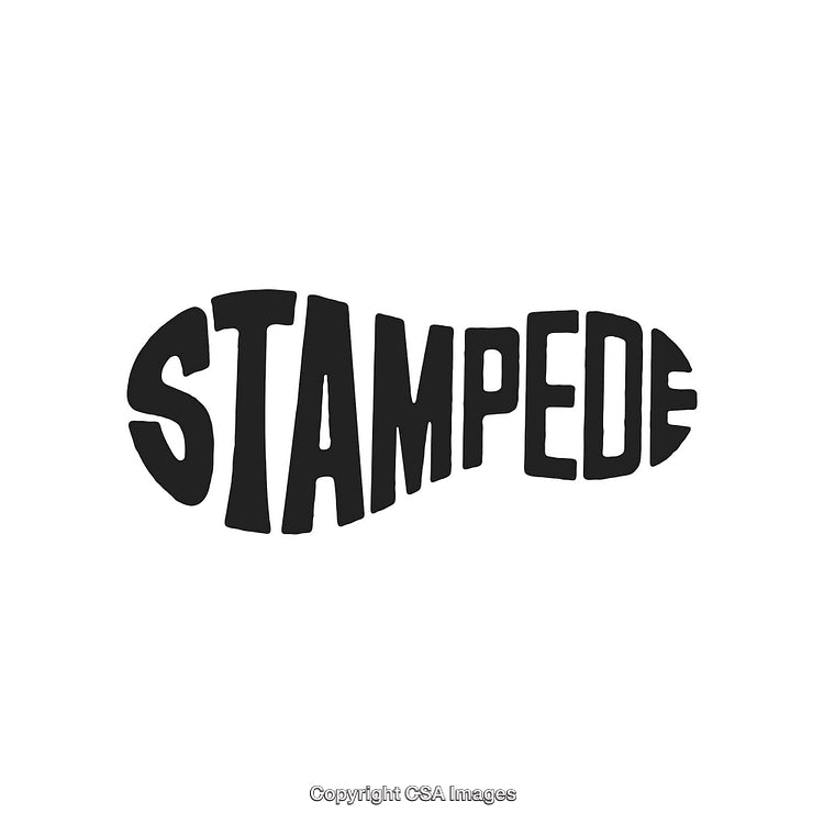 Creative Typography of Stampede in Footprint Design on White Background