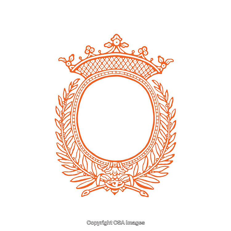 Ornamental Frame with Crown Decoration and Laurel Wreath Design