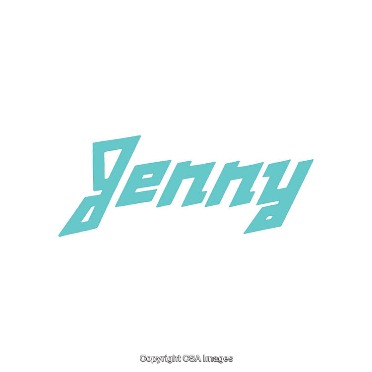 Creative Teal Typography of the Name Jenny on White Background