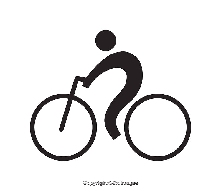 Minimalist Black and White Bicycle Line Art Illustration with Rider