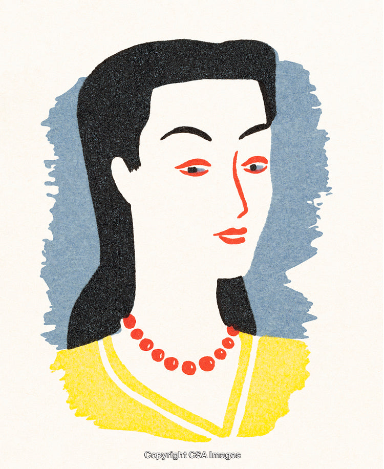 Artistic Portrait of a Woman Featuring Simplified Modern Style and Bold Colors
