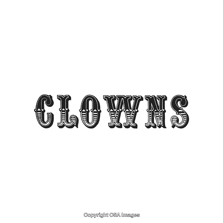 Retro Typography Featuring the Word Clowns With Ornamental Lettering Style