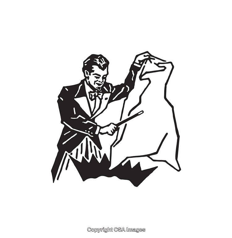 Illustration of a Conductor Unveiling a Dramatic Theatrical Performance