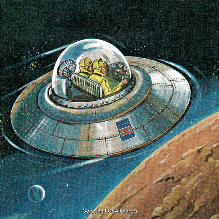 Futuristic Illustration of a Spacecraft With Astronauts Exploring Outer Space