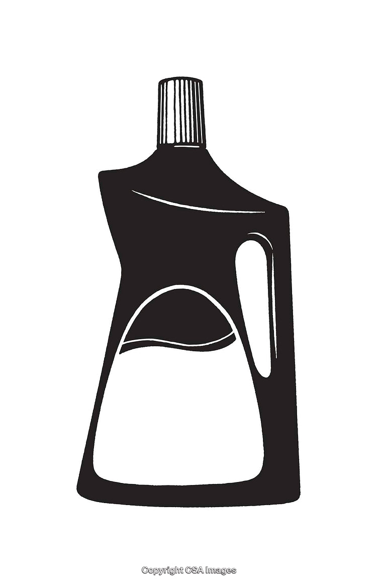 Black and White Line Art Illustration of a Detergent Bottle