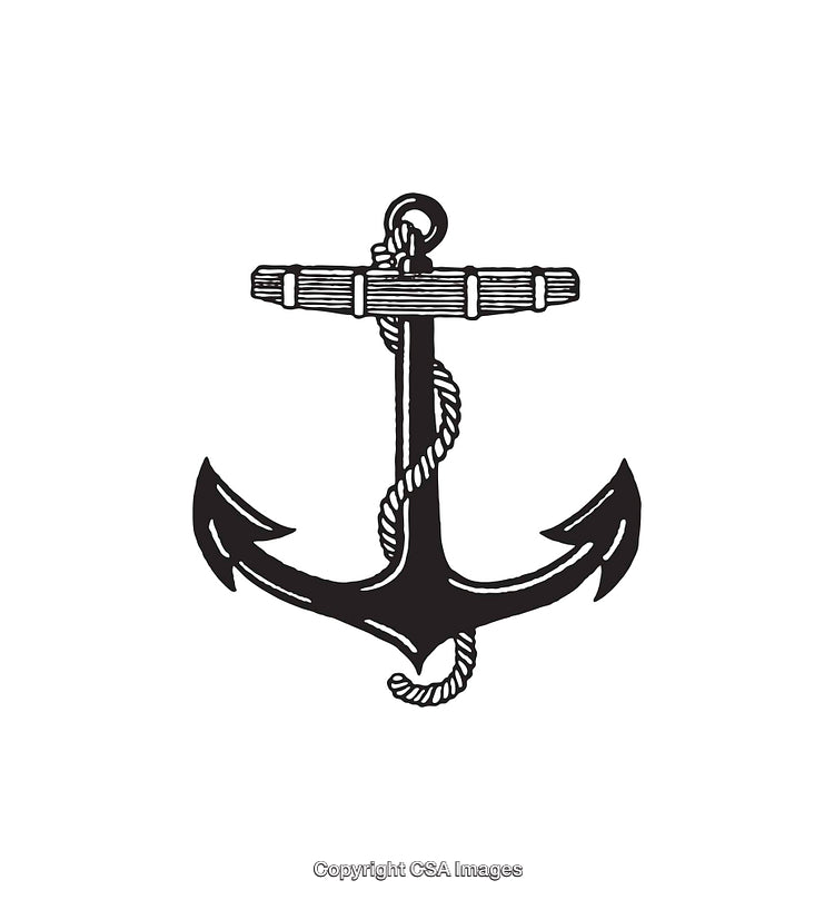 Nautical Anchor Illustration Depicting Marine and Sailing Themes in Black and White
