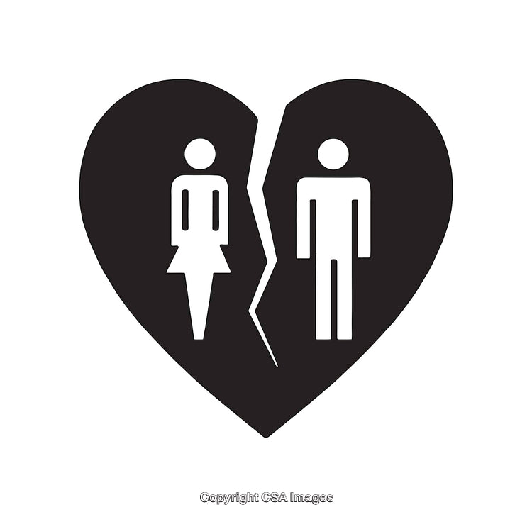 Heartbreak Icon Depicting a Couple with a Split Heart Shape
