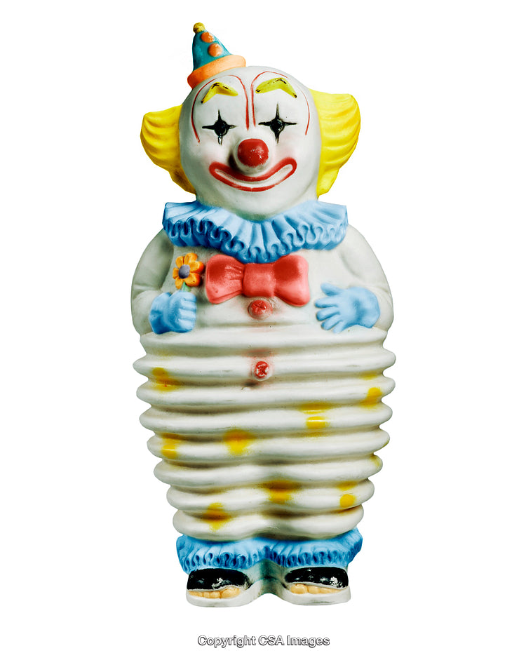 Colorful Vintage Clown Figure with Accordion Design and Childlike Charm