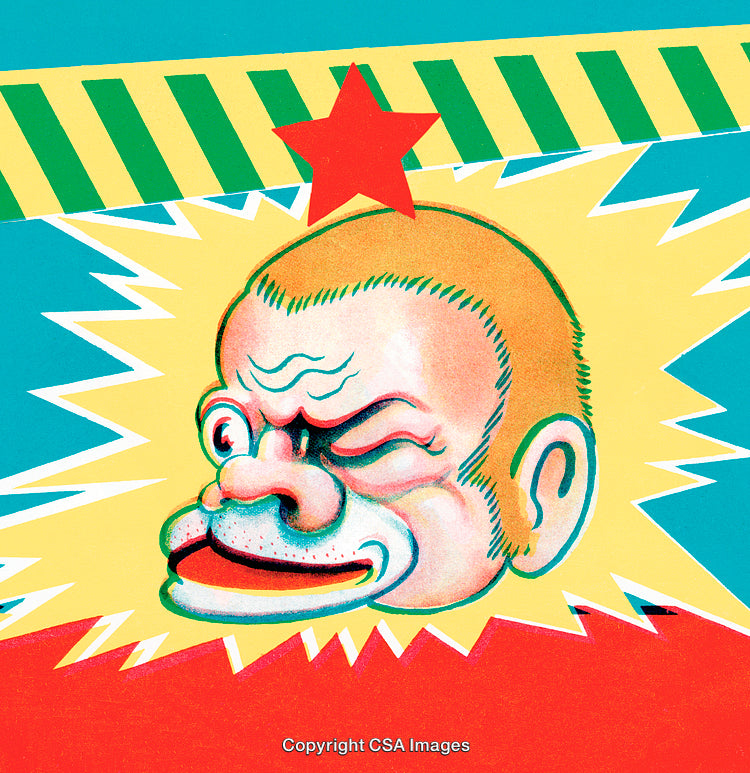 Retro Pop Art Illustration of Stylized Face with Bold Bright Colors