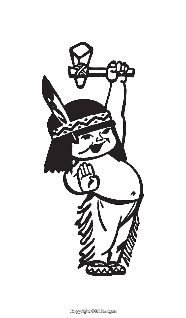 Black and White Line Art of Cartoon Character Holding Hammer