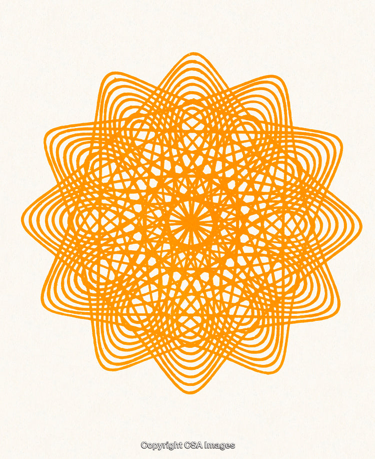 Orange Geometric Abstract Pattern Design Featuring Concentric Interlacing Shapes
