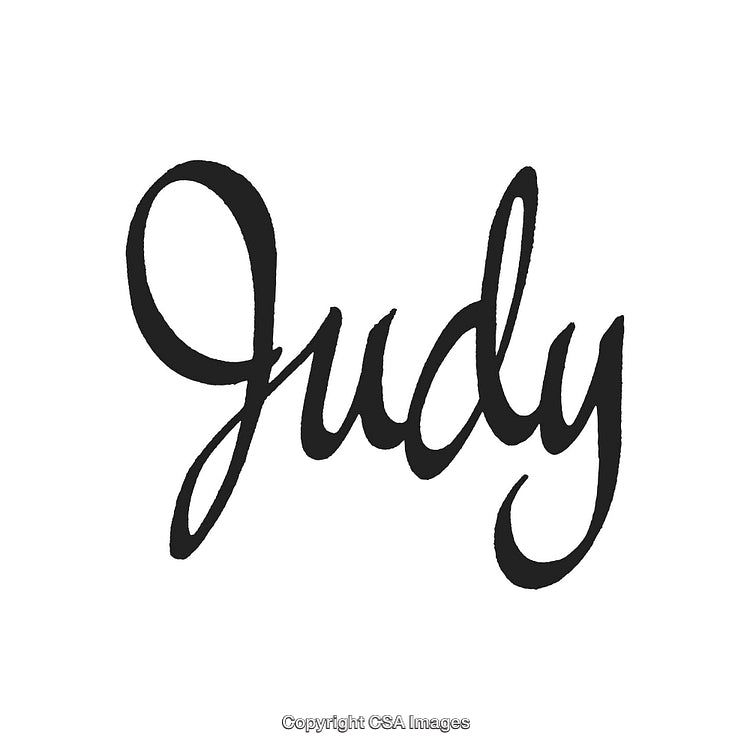 Elegant Handwritten Calligraphy of the Name Judy in Black Lettering