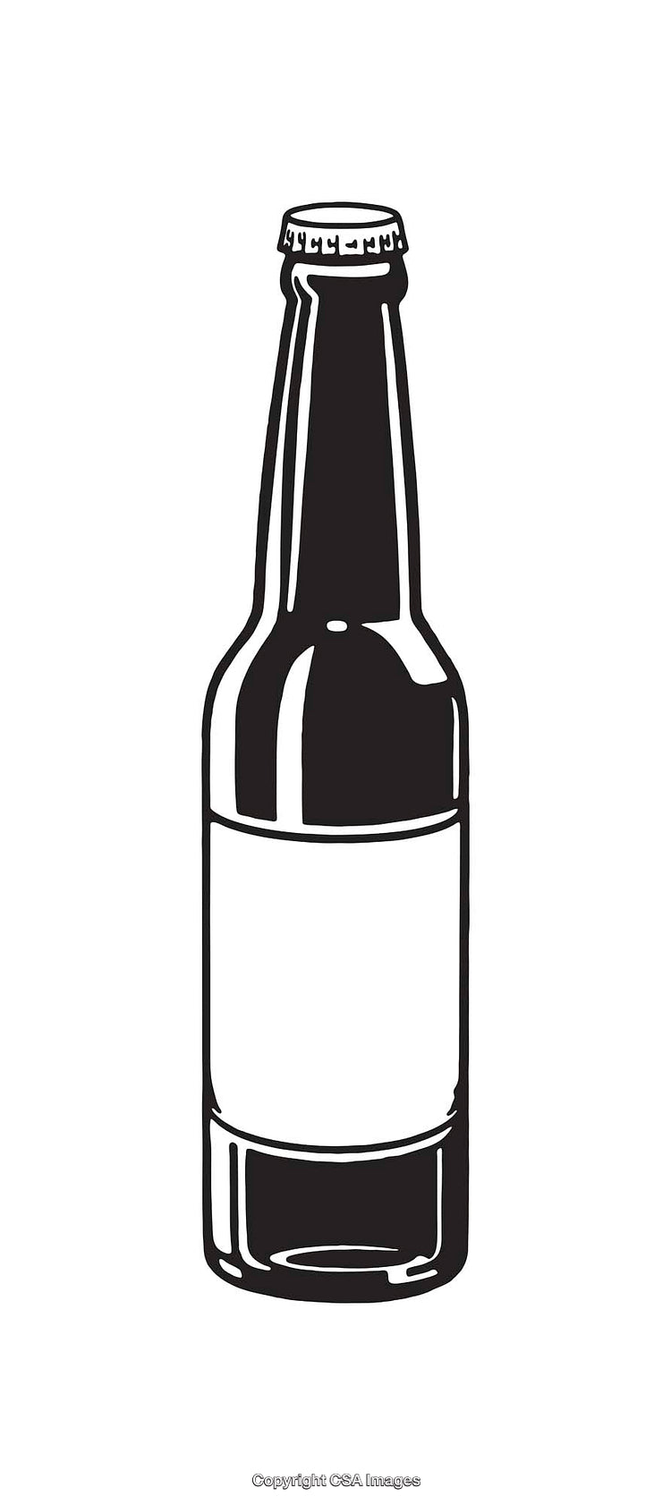 Black and White Line Art Illustration of a Beverage Bottle