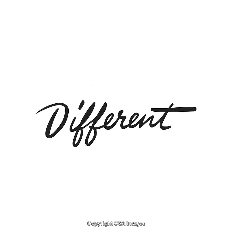Stylish Calligraphy Inscription of the Word 'Different' on White Background