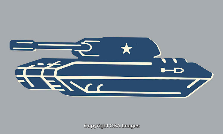 Stylized Illustration of a Tank in Blue and Gray Colors