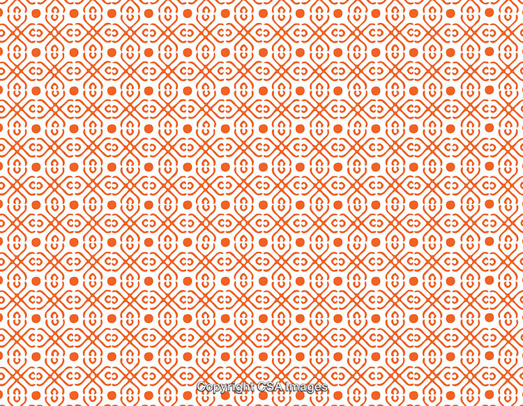 Geometric Orange Pattern With Intricate Repeating Motifs on White Background