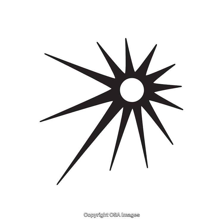 Abstract Black Starburst Shape on White Background for Graphic Design